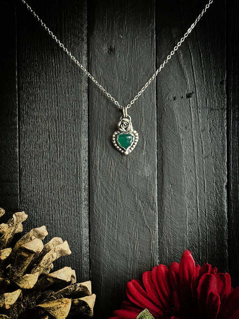 Colgante Corazon Agata Verde